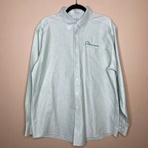 L.L. Bean "Ducks Unlimited" Men Button Down Green Wrinkle Resistant Shirt Size L